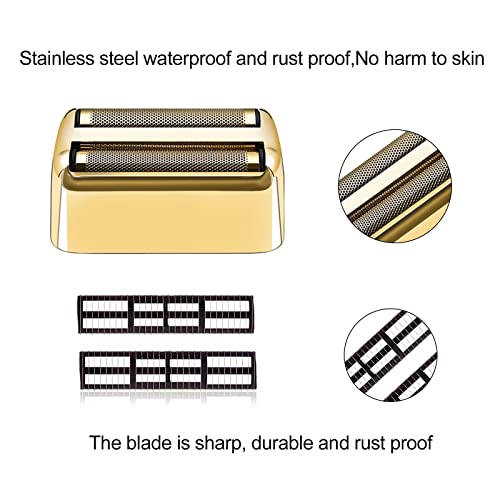 Professional Replacement Foil and Cutters for BaBylissPRO Barberology Double Foil Shaver, Compatible with BaBylissPRO Barberology FXFS2 Shaver (3 gold)
