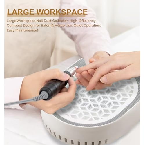 Professional Nail Dust Collector - 4500 RPM Strong Suction, Quiet Adjustable Brushless Turbo Fan, 360¡Æ Dust Collection for Acrylic/Gel Nails, Salon & Home Use (Oatmeal)