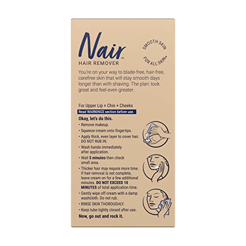 Nair Hair Remover Moisturizing Face Cream, with Sweet Almond Oil, 2OZ (Pack of 2)