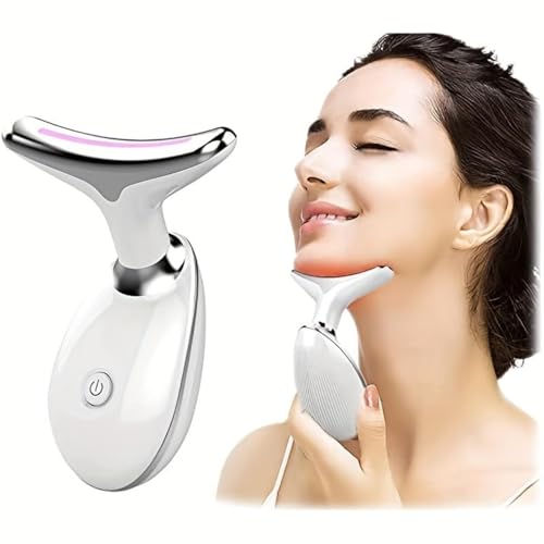 7-Color LED Facial Massager for Skin Care ? Portable Multifunctional Face Massager Tool with Heat & Vibration, Anti-Aging & Wrinkle Reduction, Glossy White