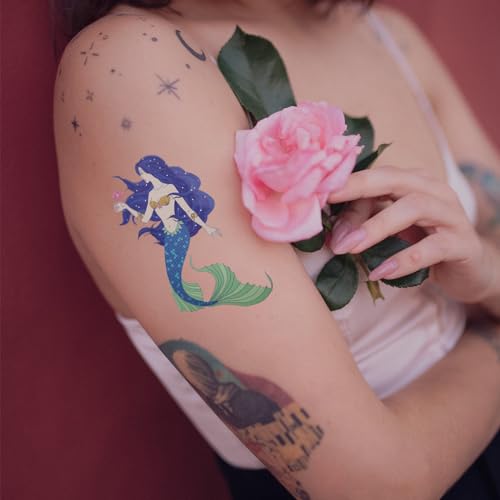 Mermaid Temporary Tattoos 12-Pack Waterproof Body Art Stickers