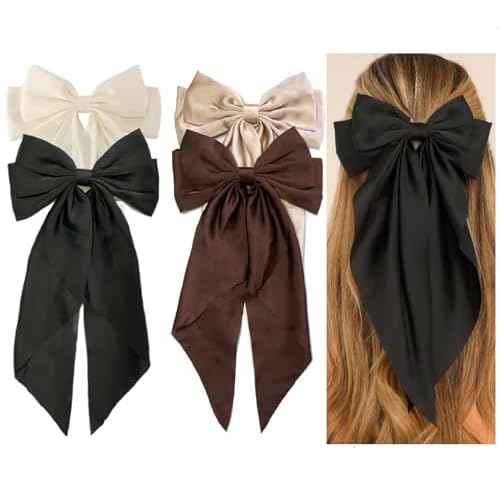 Hair Bows for Women Girls 8 PCS Hair Ribbon Bow Hair Clips with Long Tails Vintage Hair Accessories for Women