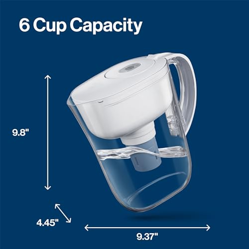 Brita Metro Water Filter Pitcher with SmartLight Filter Change Indicator, BPA-Free, Replaces 1,800 Plastic Water Bottles a Year, Lasts Six Months, Includes 1 Elite Filter, Small - 6-Cup Capacity