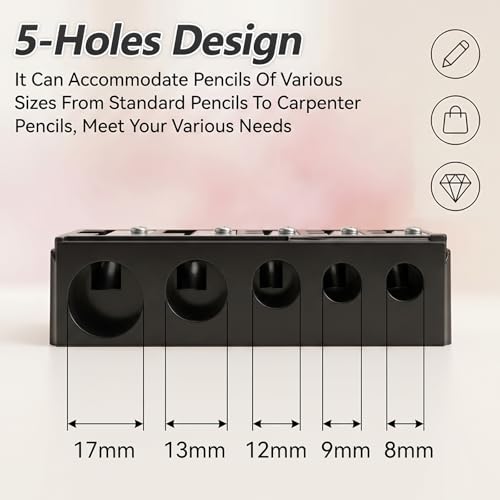 5-Hole Makeup Pencil Sharpener with Lid for Eyeliner, Lip & Brow Pencils