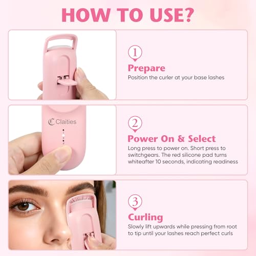 Heated Eyelash Curler with Dual-Temp Control & USB-C