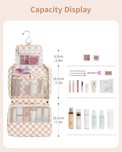 Narwey Small Hanging Travel Toiletry Bag for Women - Makeup Organizer