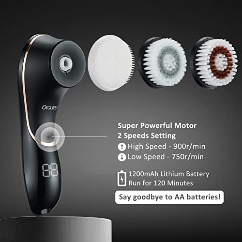 Electric Facial Cleansing Brush with 4 Heads, IPX7 Waterproof Exfoliator