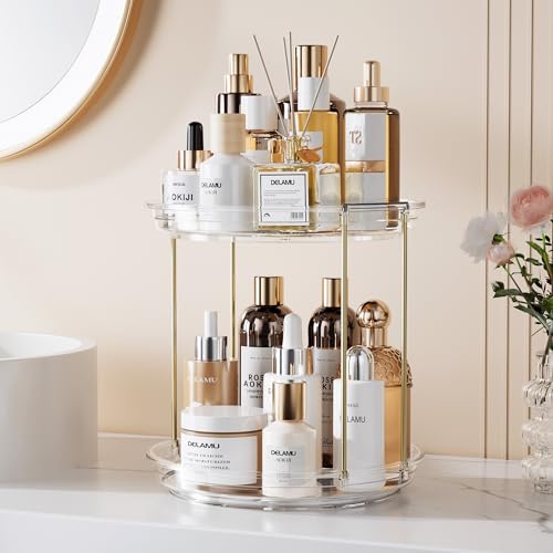 Delamu 2-Tier Rotating Makeup Organizer for Vanity