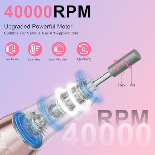 40,000 RPM Electric Nail Drill Kit - Rechargeable Manicure Tool