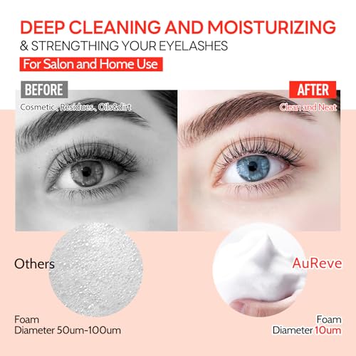 AuReve Lash Shampoo Concentrate 60ml Lash Cleanser Concentrate Add Hyaluronic Acid Oil-Free Lash Extension Shampoo Perfect for Salon，Peach