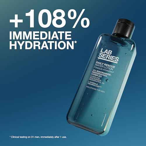 Lab Series Men's Daily Rescue Water Lotion Toner - Moisturizing Essence Skin Care for Men - Hydrating Face Toner with Niacinamide, 6.7 Fl Oz