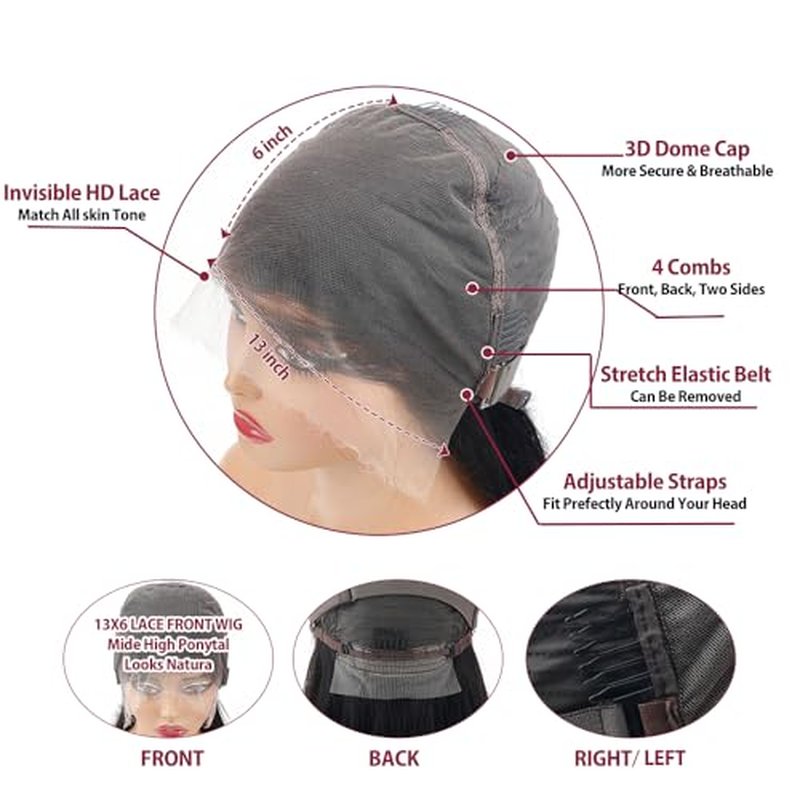 250% Density 13x6 HD Lace Front Wig - 30 Inch Straight Human Hair