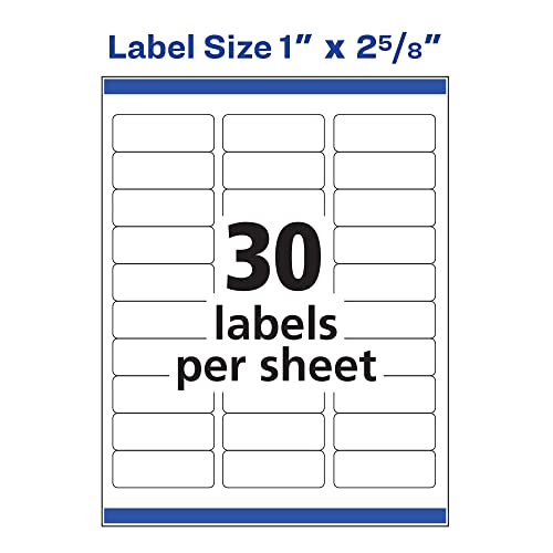 Avery® Easy Peel® White Inkjet Address Labels, 8160, 1" x 2 5/8", Pack of 750