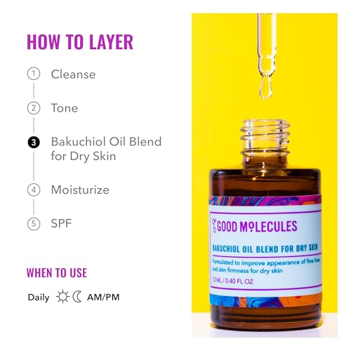 Good Molecules Bakuchiol Oil for Dry Skin - Moisturizing, Anti-Aging, Facial Oil - Natural Skincare for Face with Rosehip and Chia Seed Oil