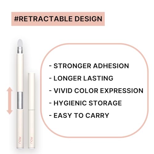 AOU SILICONE TIP BRUSH - Compact & Retractable Design for Easy Carry, Rounded Silicone Tip, Valentine's Day Gifts for Woman