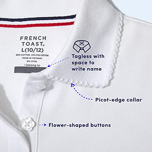 French Toast Little Girls' Toddler Short Sleeve Interlock Polo with Picot Collar, Light Blue, 4T