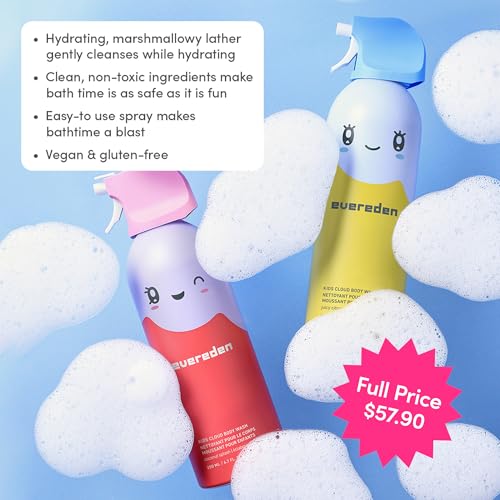 Evereden Kids Cloud Body Wash Duo - Gentle, Nourishing Toddler Body Wash for Delicate Skin, Coconut Splash & Juicy Citrus Scents, Creamy Hydrating Formula, 2 Pack (6.7 fl oz Each)