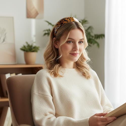 Women Wide Tortoise Shell Headbands No Slip Retro Hair Accessories