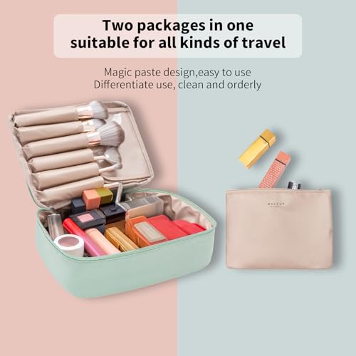 Queboom Travel Makeup Bag - Large Capacity Cosmetic Organizer