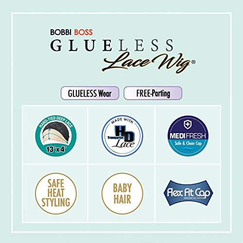 BOBBI BOSS Synthetic Hair 13x4 Deep HD Lace Wig - MLF254 JAEL, Long Curly Hair Wigs with Natural Baby Hair, Safe High Heat Styling (TTROSEMARY)