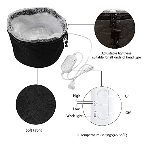Electric Hair Steamer Cap, 110V Heat Treatment Hat with 3 Temperature Modes