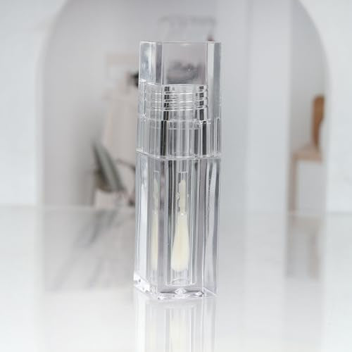 COSIDEA 24pcs PETG 5ml Empty square Transparent lipgloss tubes bulk wholesale with big wand lipgloss containers large doe foot tube for coconut oil bottle