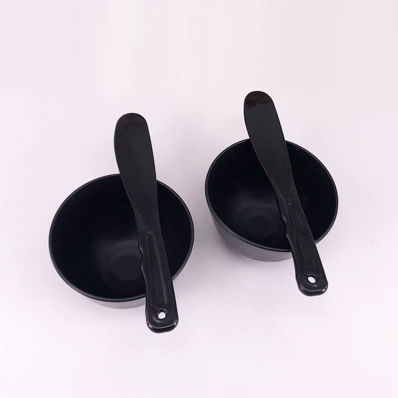 lasenersm 2 Pieces Rubber Facial Mask Mixing Bowl With Plastic Spatula Facemask Bowl Mud Mask Mixing Bowl DIY Skin Care Mixing Tool Kit for Lady Women Home Beauty Salon Use, Black