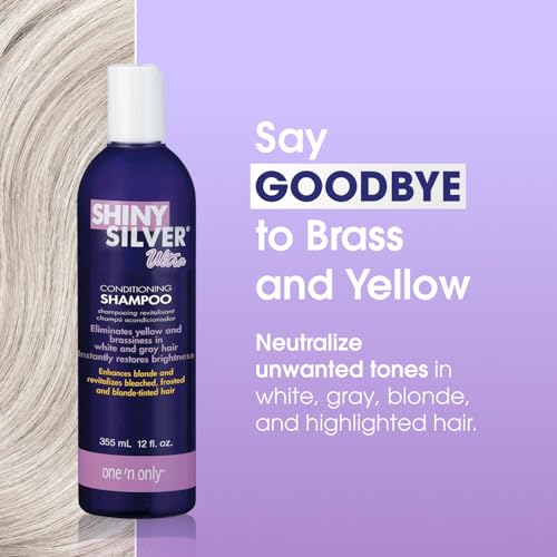 One 'n Only Shiny Silver Purple Shampoo - Argan Oil Toning Hair Shampoo for Blonde, Gray, White & Highlighted Hair - Moisturizes, Brightens & Reduces Brassiness (12 fl oz)