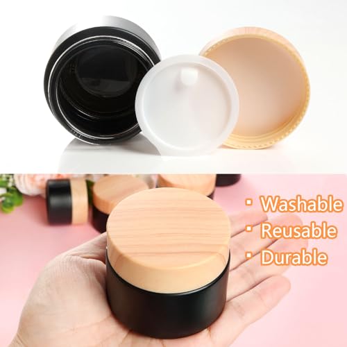 6Pc Glass Cosmetic Jars with Lids - Refillable 15ml 30ml 50ml