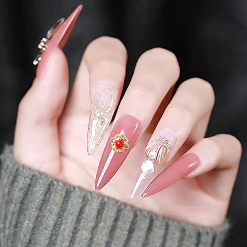 XEAOHESY 30pcs 3D Alloy Gold Nail Charms Red Rhinestones for Nails Gems Jewels Crystal Diamonds for Nails Nail Pearls Diamonds for 3D Nails Art 3D Nail Charms for Acrylic Nails