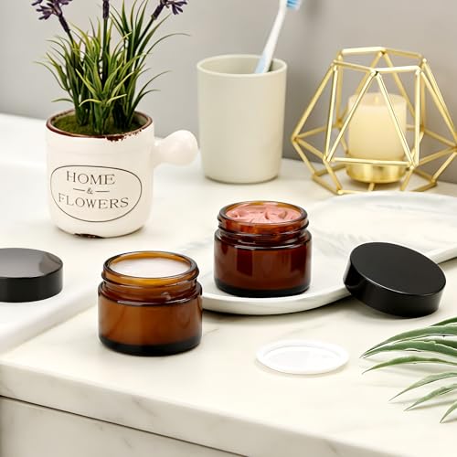 12 Pack 4oz Amber Glass Jars with Lids - Airtight & UV-Protective