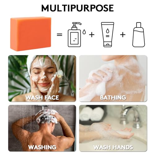 RGBB Kojic acid ginger yellow soap - containing vitamin C, shea butter moisturizing, fresh citrus aroma, facial and body cleansing soap, suitable for both men and women 100g x 6 Bars