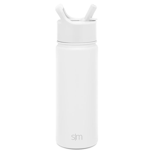 Simple Modern Kids Water Bottle with Straw Lid Vacuum Insulated Stainless Steel Metal Thermos Bottles | Reusable Leak Proof BPA-Free Flask for School | Summit Collection | 18oz, Winter White