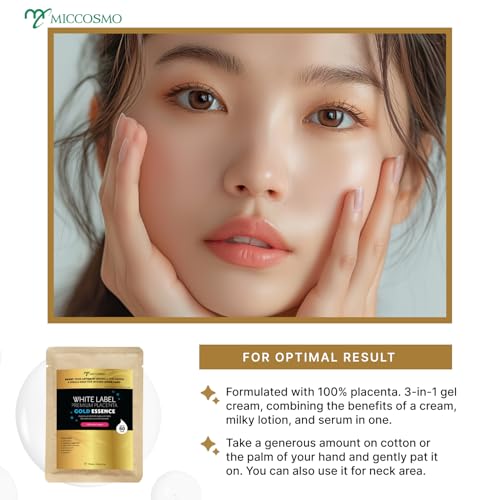 White Label Premium Placenta Gold Essence 10ml ? Japanese Anti-Aging Serum with Placenta, Hyaluronic Acid & Collagen ? Hydrating Care for Dry, Dull or Sagging Skin