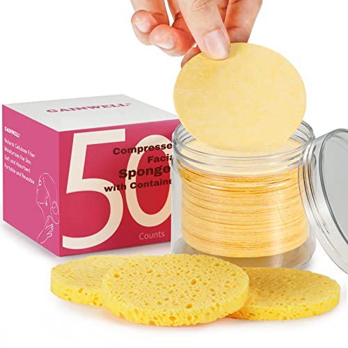 GAINWELL 50 Compressed Biodegradable Facial Sponges for Cleansing