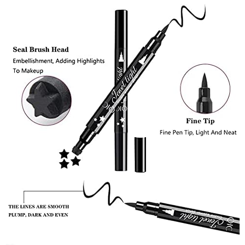 2-in-1 Stamp Eyeliner Pen 4 PCS Waterproof Eyeliner, Smudge-Proof Winged Liner Stamps for Beginners, Quick & Precise Cat Eye Makeup Suitable for the Pursuit of Delicate of Women