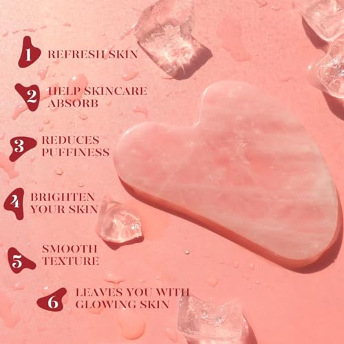 Rose Quartz Facial Roller & Gua Sha Set for Face Sculpting