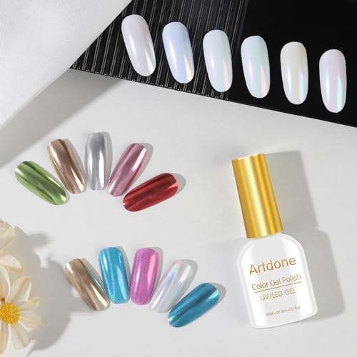 Artdone Chrome Nail Powder 16 Jars - Mirror & Holographic
