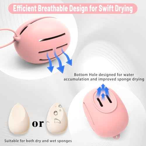 Silicone Makeup Sponge Holder, Triple-Sided Breathable Beauty Blender Case for Travel and Daily Use, Shatterproof Storage, Quick-Drying, and Fits Sponges - Pink