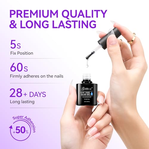 Gelike Gel Nail Glue 8ml for Press-On Nails - Strong UV Nail Tips Adhesive - 1pcs