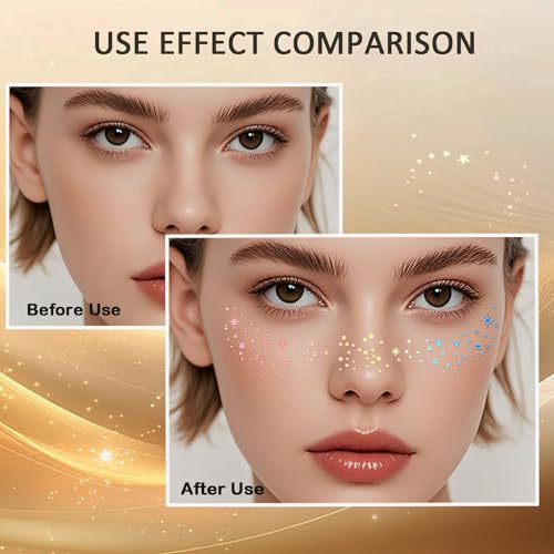 36 Pc Glitter Freckles Face Tattoo Set - Waterproof