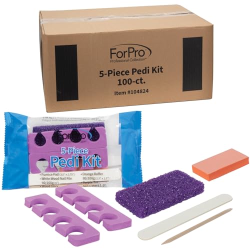 Disposable 5-Piece Pedicure Kit - 100 Individually Packed Sets