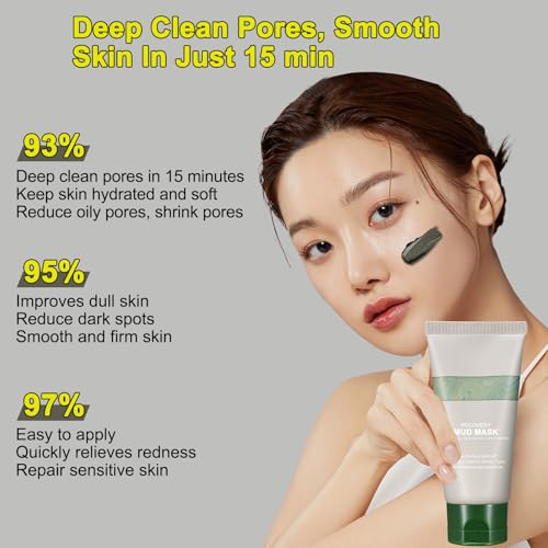 Recovery Mud Mask, Relief Mud Mask for Face & Body, Deep Cleansing & Hydrating Clay Mask, Deep Pore Cleanser Oil Control Wash Off Body Mud