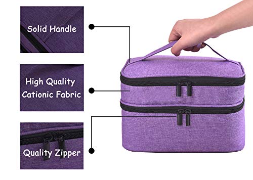 Purple Nail Polish Organizer Holds 30 Bottles Double Layer Travel Case