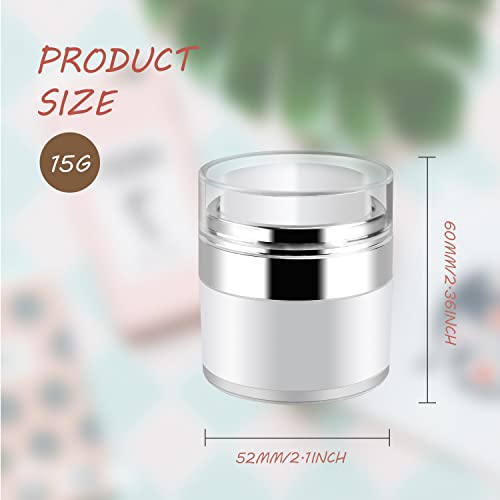 Cositina 6 Pack 0.5oz/15ml Airless Pump Jars,Empty Acrylic Airless Makeup Cosmetic Container with Press Pump,Mini Portable Travel Size Jar With Lid for Thick Moisturizer,Creams,Gel Lotion,White