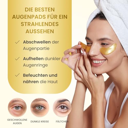 PLANTIFIQUE Rose Quartz Face Roller with Rose Quartz Gua Sha Set and Gold Under Eye Patches for Puffy Eyes and Dark Circles 20 Pairs Under Eye Masks for Dark Circles and Puffiness Eye