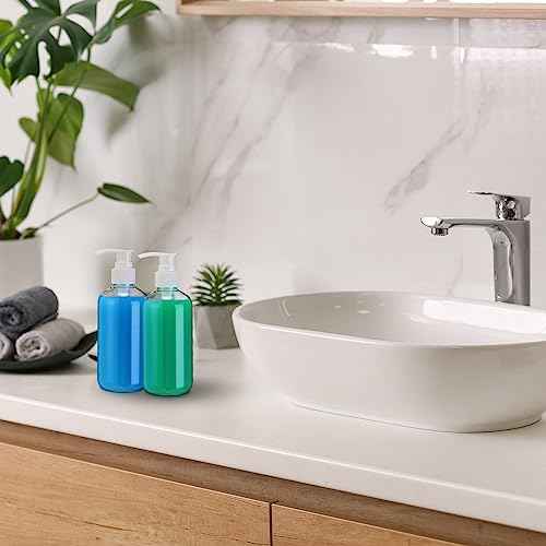 Gerrii 60 Pcs 8 oz/ 250 ml Plastic Empty Pump Bottles Lotion Clear Refillable Plastic Bottles with Pumps Dispenser Portable Travel Container for Body Wash, Liquid Soap, Massage Oil(White Pump)