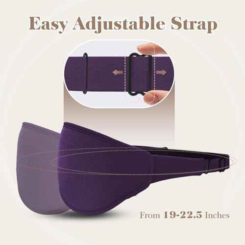 3D Eye Mask Sleep Mask for Men & Women, 100% Pressure-Free & Light Block-Out Eye Mask for Sleep with Easy Adjustable Strap, Night Eye Cover for Travel, Purple
