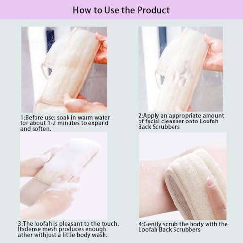 Natural Loofah Back Scrubber 27.5" with Cotton Handles