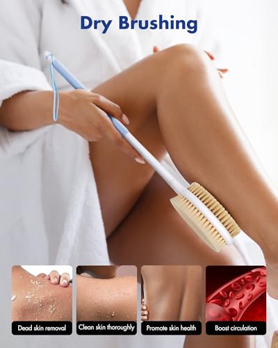 Rafow Back Scrubber Brush with 18.1" Long Handle & Dual Bristles